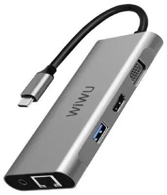 Купить WIWU Alpha A11312H (11 in1) Type-C - 3xUSB / 2xHDMI / VGA / RJ45 / AUX 3.5 в Бишкеке