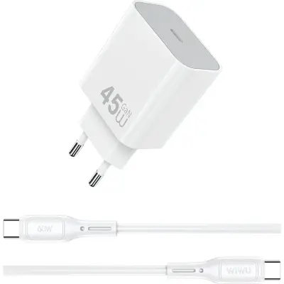 Купить WIWU Fast charger+Cable Combo USB-C+USB-C (Essen) WI-G024 45W  в Бишкеке